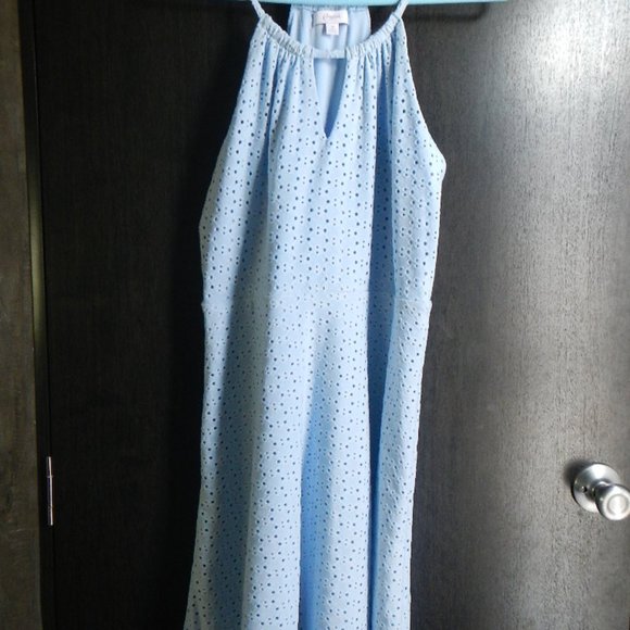 Candies Light Blue Lined Eyelet Halter Dress Size M - Picture 3 of 3